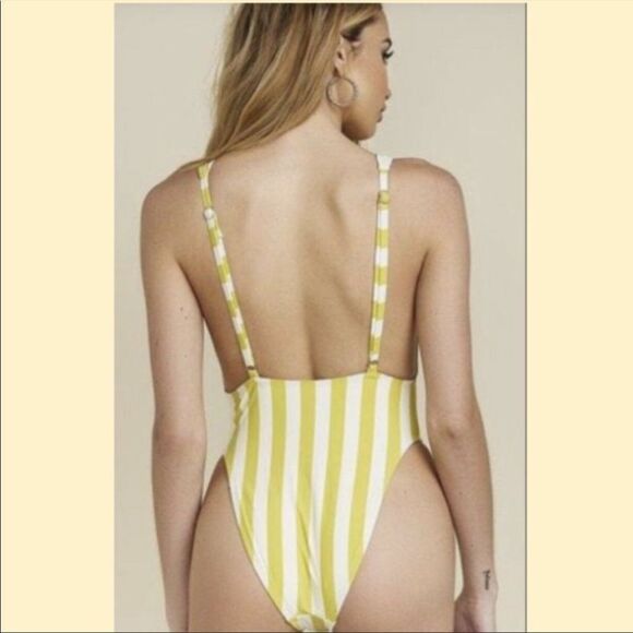 NWT Dippin Daisy’s lime green striped one piece swimming suit - Picture 2 of 7